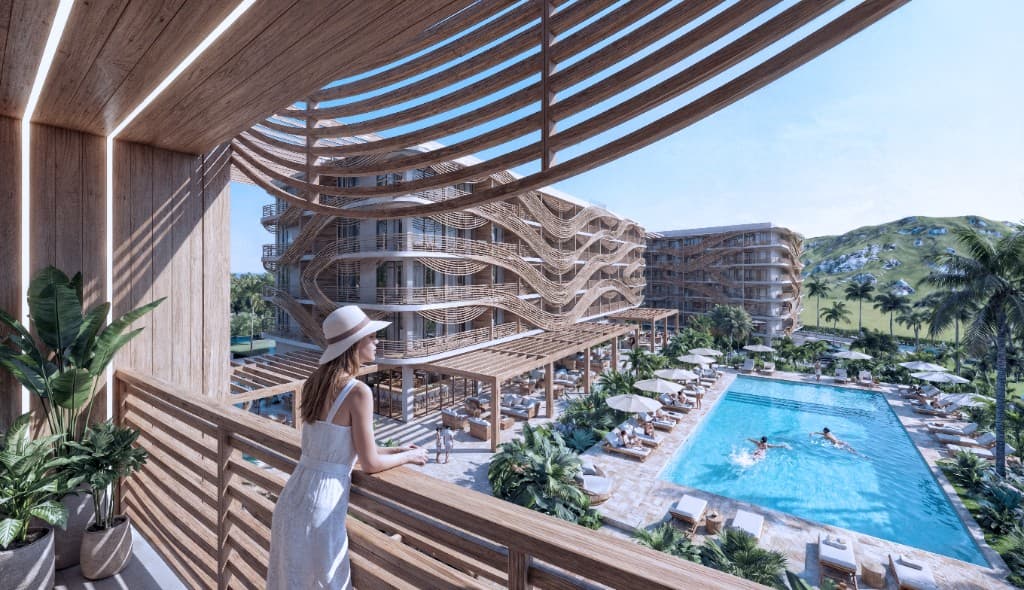 Hotel Juzno More balkon ve havuz manzarası